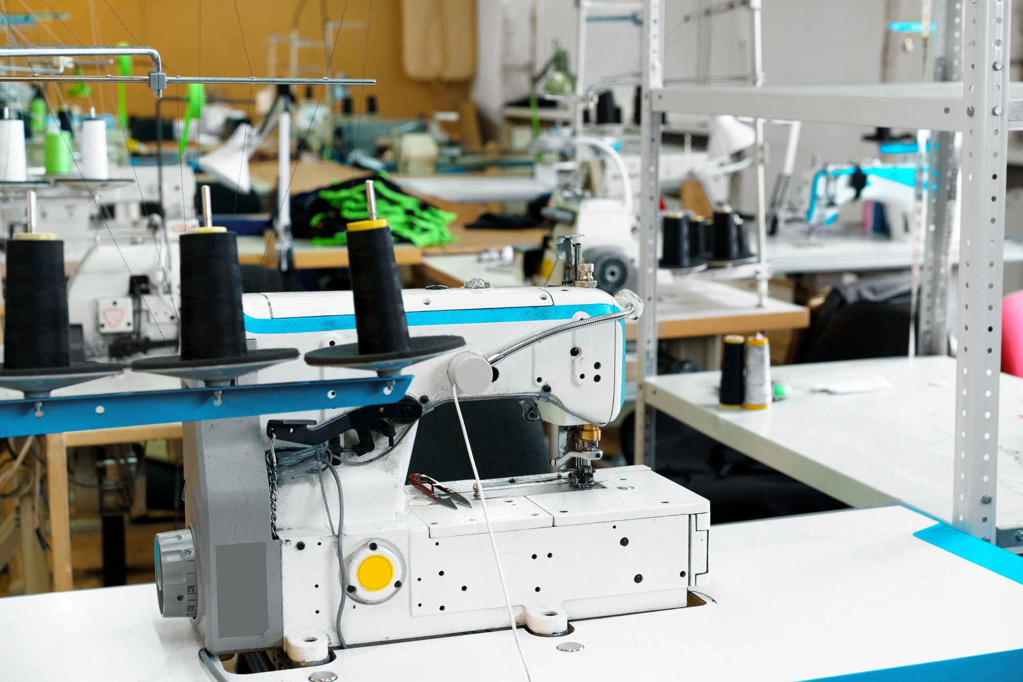 Sewing department of a textile factory interior