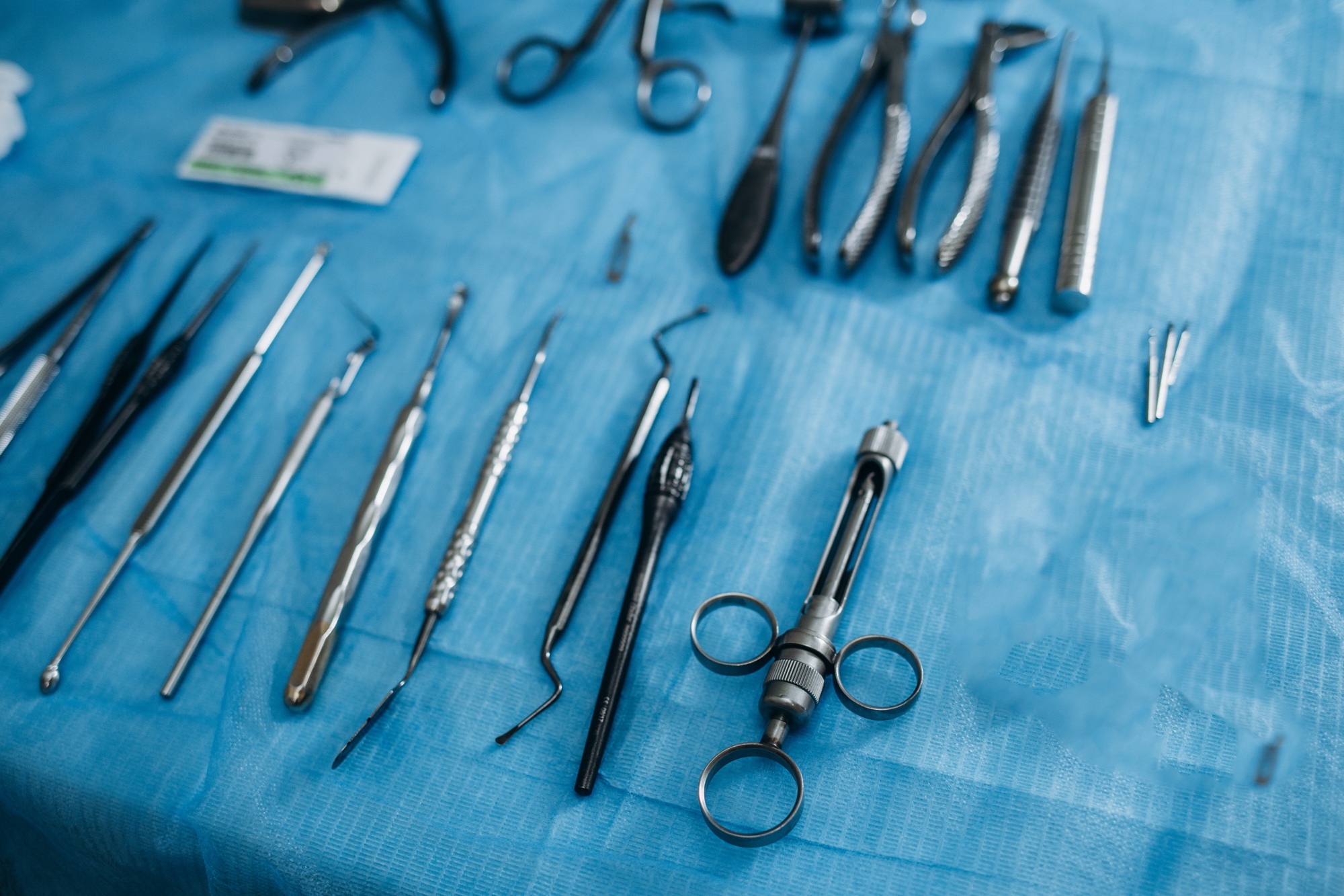 Surgical instruments in the operating room. tooth implantation operations.